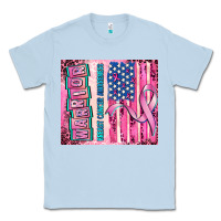 Dusty Blue warrior breast cancer and american flag Classic Tee - AdoDesignShop