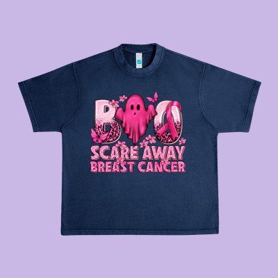 Boo Scare Away Breast Cancer Urban Heavy Tee Designed By Texasbilliewilder
