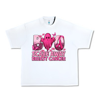 White Boo Scare Away Breast Cancer Urban Heavy Tee - texasbilliewilder