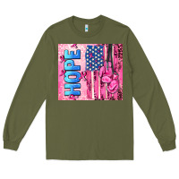 Army Green hope  breast cancer and american flag Long Sleeve Tee - AdoDesignShop