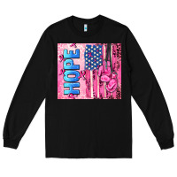 Black hope  breast cancer and american flag Long Sleeve Tee - AdoDesignShop