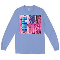 Colony Blue hope  breast cancer and american flag Long Sleeve Tee - AdoDesignShop