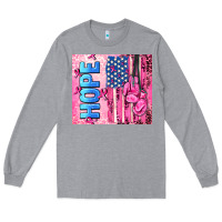 Heather Grey hope  breast cancer and american flag Long Sleeve Tee - AdoDesignShop