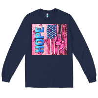 Navy hope  breast cancer and american flag Long Sleeve Tee - AdoDesignShop