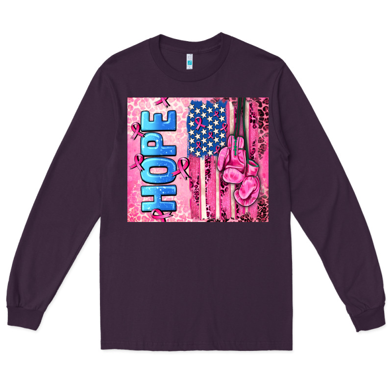 Hope  Breast Cancer And American Flag Long Sleeve Tee by AdoDesignShop | Teevron