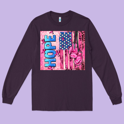 Hope  Breast Cancer And American Flag Long Sleeve Tee Designed By Adodesignshop