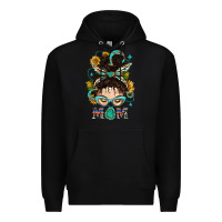 Black Western Messy Bun Mom With Sunflower Premium Hoodie - BundleAndBundleShop