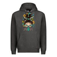Charcoal Heather Western Messy Bun Mom With Sunflower Premium Hoodie - BundleAndBundleShop