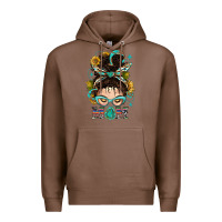 Chestnut Western Messy Bun Mom With Sunflower Premium Hoodie - BundleAndBundleShop