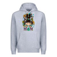 Heather Grey Western Messy Bun Mom With Sunflower Premium Hoodie - BundleAndBundleShop