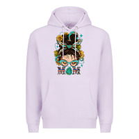 Lilac Western Messy Bun Mom With Sunflower Premium Hoodie - BundleAndBundleShop