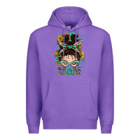 Purple Western Messy Bun Mom With Sunflower Premium Hoodie - BundleAndBundleShop