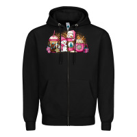 Black pink Christmas winter snowman coffee Zipper Hoodie - Jasminsmagicworld