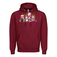 Burgundy pink Christmas winter snowman coffee Zipper Hoodie - Jasminsmagicworld