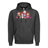 Charcoal Heather pink Christmas winter snowman coffee Zipper Hoodie - Jasminsmagicworld
