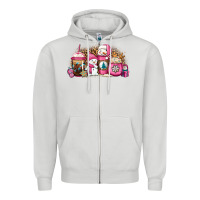 Dove Grey pink Christmas winter snowman coffee Zipper Hoodie - Jasminsmagicworld