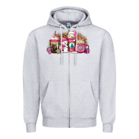 Heather Grey pink Christmas winter snowman coffee Zipper Hoodie - Jasminsmagicworld
