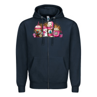 Navy pink Christmas winter snowman coffee Zipper Hoodie - Jasminsmagicworld