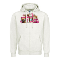 Oatmeal Heather pink Christmas winter snowman coffee Zipper Hoodie - Jasminsmagicworld