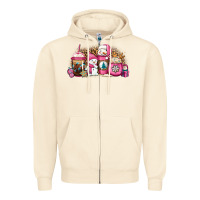 Pink Christmas Winter Snowman Coffee Zipper Hoodie | Teevron