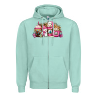 Seafoam pink Christmas winter snowman coffee Zipper Hoodie - Jasminsmagicworld