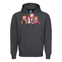 Smoke pink Christmas winter snowman coffee Zipper Hoodie - Jasminsmagicworld