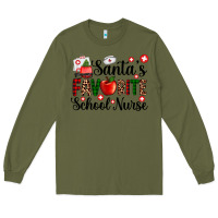 Army Green santa's favorite  school nurse Long Sleeve Tee - AdoDesignShop