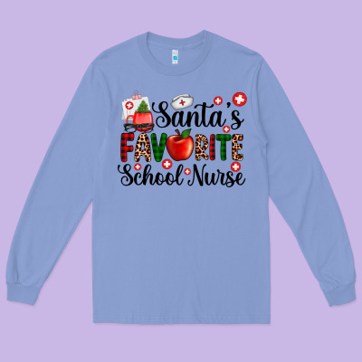 Santa's Favorite  School Nurse Long Sleeve Tee Designed By Adodesignshop