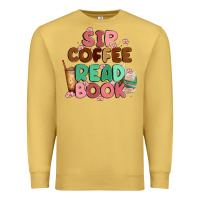 Antique Gold sip coffee read book Premium Sweatshirt - MaliasSmallBusiness