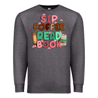 Charcoal Heather sip coffee read book Premium Sweatshirt - MaliasSmallBusiness