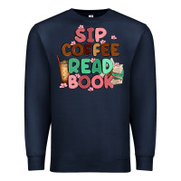 Navy sip coffee read book Premium Sweatshirt - MaliasSmallBusiness