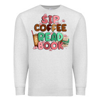 Oatmeal Heather sip coffee read book Premium Sweatshirt - MaliasSmallBusiness