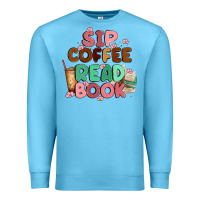 Ocean Blue sip coffee read book Premium Sweatshirt - MaliasSmallBusiness