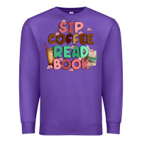 Purple sip coffee read book Premium Sweatshirt - MaliasSmallBusiness