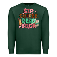 Sports Green sip coffee read book Premium Sweatshirt - MaliasSmallBusiness