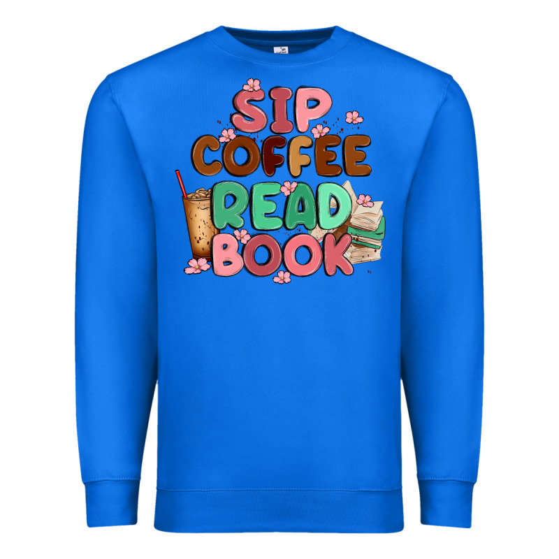 Sip Coffee Read Book Premium Sweatshirt by MaliasSmallBusiness | Teevron