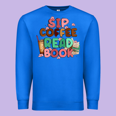 Sip Coffee Read Book Premium Sweatshirt Designed By Maliassmallbusiness