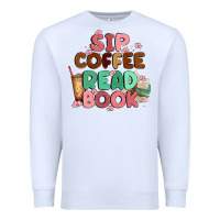 White sip coffee read book Premium Sweatshirt - MaliasSmallBusiness