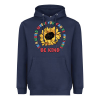 Navy in a world where you can be anything be kind Heavyweight Hoodie - MaliasSmallBusiness