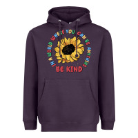Plum in a world where you can be anything be kind Heavyweight Hoodie - MaliasSmallBusiness