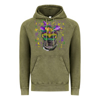 Vintage Olive mardi gras  mask pitbull Vintage Hoodie - RanaPortraitStore