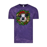 Cloud Purple heifer cow with Christmas wreath Vintage Tee - RanaPortraitStore