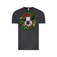 Vintage Black heifer cow with Christmas wreath Vintage Tee - RanaPortraitStore