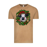 Vintage Camel heifer cow with Christmas wreath Vintage Tee - RanaPortraitStore