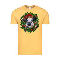 Vintage Mustard heifer cow with Christmas wreath Vintage Tee - RanaPortraitStore