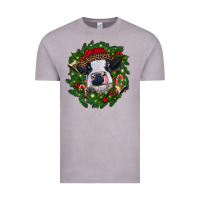 Vintage Zinc heifer cow with Christmas wreath Vintage Tee - RanaPortraitStore