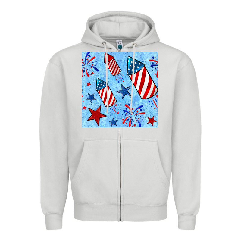 4th Of July Firecracker And Star Seamless  Pattern Zipper Hoodie by BundleAndBundleShop | Teevron