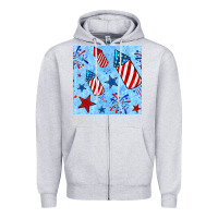 Heather Grey 4th of july firecracker and star seamless  pattern Zipper Hoodie - BundleAndBundleShop