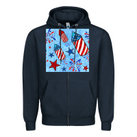 Navy 4th of july firecracker and star seamless  pattern Zipper Hoodie - BundleAndBundleShop