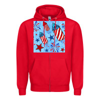 Red 4th of july firecracker and star seamless  pattern Zipper Hoodie - BundleAndBundleShop
